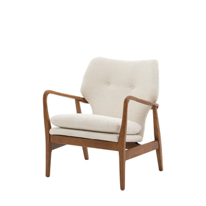 Chaise de salle à manger moderne en rotin de style mid-century avec cadre en bois, dossier inclinable capitonné et assise en tissu pour mobilier d'extérieur et de maison - Product Image 4