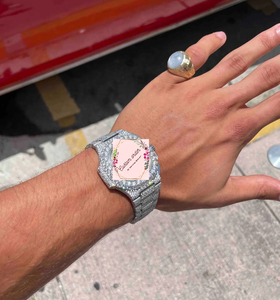 นาฬิกาข้อมือผู้ชายแบบอัตโนมัติประดับเพชรโมอิสซาไนต์เต็มเรือน  วัสดุสแตนเลสสตีล  ดีไซน์ฮิปฮอป เหมาะสำหรับเป็นของขวัญสำหรับงานปาร์ตี้ - Product Image 3