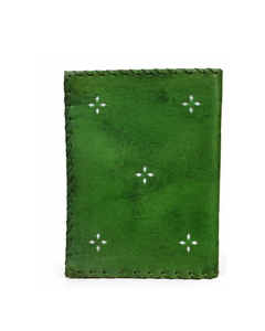 Custom Genuine <b>Leather</b> <b>Diary</b> Green Color Mandala Cutwork Design with Stone & Metal Clasp – Bulk Wholesale Journal Supplier - Product Image 4