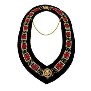 Collar de oficial de Rito Escocés de la Francmasonería, de terciopelo granate, con cadena - Regalia masónica personalizada - Product Image 4