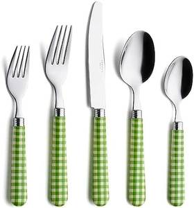 Juego de Cubiertos Minimalistas Dorados con Mangos Blancos, Aptos para Lavavajillas, Cubiertos para Bodas - Product Image 3