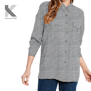 Tissu de chemise en coton biologique durable 100% pur, tissé, écologique, texturé, pour femmes, prix de gros - Product Image 6