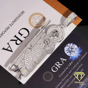 Iced Out 3D Figure Pendant Necklace With Moissanite Diamond 925 Sterling Silver Luxury Hip Hop Jewelry - Product Image 5