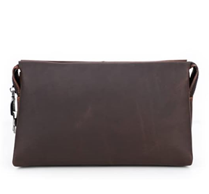 Brown Leather Clutch <b>Bag</b> with <b>Wrist</b> Strap and Zipper Pocket Casual Design Fazmax Corporation Model A18 - Product Image 3