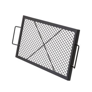 Grille de barbecue rectangulaire en acier robuste X Marks avec support de poignée pour feu de camp - Product Image 3