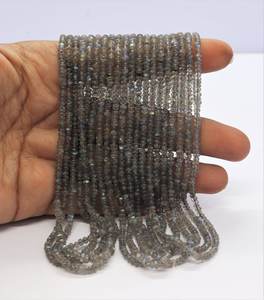 ลูกปัดลาบราดอไรต์สีน้ำเงินสดใสทรงกลมเรียบขนาด 2.5-3 มม. ลูกปัดพลอยลาบราดอไรต์ 16 นิ้ว ลาบราดอไรต์ธรรมชาติทรงกลมเรียบ - Product Image 1