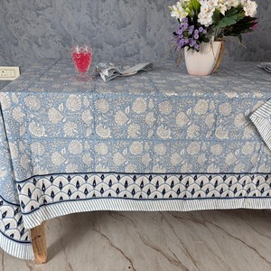 Beautiful Classic Customizable Handmade Block Print Pure Cotton Woven <b>Table</b> Cover Intricate Floral Design Eco-Friendly Durable - Product Image 1