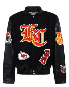 Chaqueta Varsity de Lana y Cuero Estilo Inglés Antiguo de los Kansas City Chiefs, Color Negro - Product Image 1
