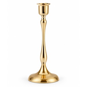 Gold-Plated Brass Taper <b>Candle</b> Holder Wholesale | Minimalist Design <b>Large</b> - Product Image 1
