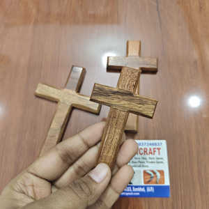 Perfect quality Wooden Cross small polished wooden cross appears to be a handcrafted tabletop decoration Christmas wall decor - Product Image 1