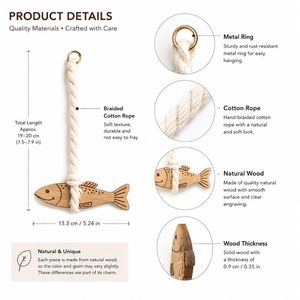 Mini Adorno de Pared de Madera con Forma de Pez, Decoración Náutica Hecha a Mano con Cuerda de Algodón - Product Image 5