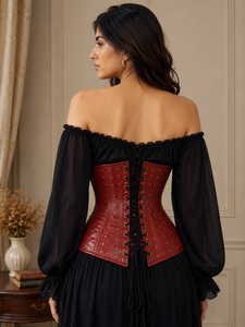 Fabricante de Corsés de Cuero Borgoña con Varillas de Acero - Product Image 4