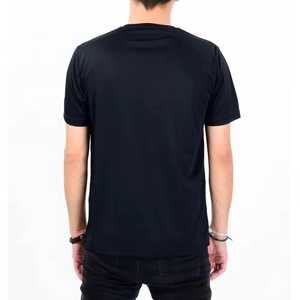 Premium Quality Custom Logo Men Black Short Sleeve O-Neck T-Shirt Regular Fit Casual Jersey Solid Color Blank Design - Product Image 2