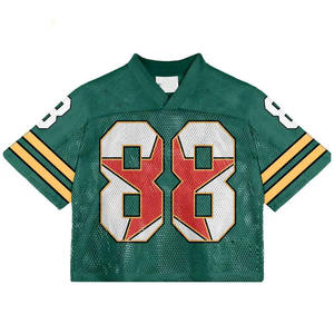 Custom Unisex American Football Jersey Red Black <b>Mesh</b> <b>Short</b> Sleeve Digital Printing Breathable V-neck Adult Regular Fit Number 9 - Product Image 5