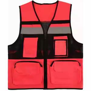 Chaleco de seguridad reflectante personalizado con múltiples bolsillos para trabajadores de la construcción, chaleco de trabajo para hombres, chaquetas con bolsillos de 5 dimensiones. - Product Image 2