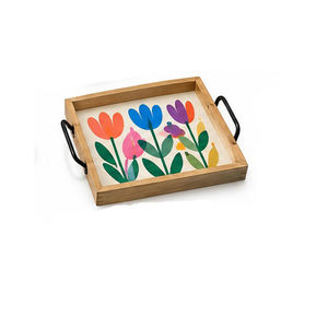 Plateau de service en bois imprimé avec motif horizontal émaillé, pour table à manger, mariages, moderne, écologique, taille personnalisée, décoration haut de gamme - Product Image 3