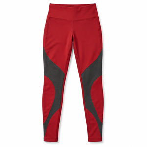 Leggings de yoga et d'entraînement pour femmes, taille haute, longueur intégrale, à empiècements diagonaux noir et magenta, vêtements de sport, vente en gros personnalisée - Product Image 5