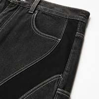 Shorts en jean baggy vintage pour homme, coupe ample, longueur genou, avec empiècements contrastants, style streetwear, OEM