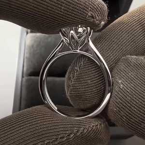 Anillo de compromiso con diamante redondo cultivado en laboratorio de 1 quilate, oro macizo de 14 quilates, clásico, con engaste de 4 puntas, anillo de aniversario de bodas para mujer, certificado por IGI - Product Image 6