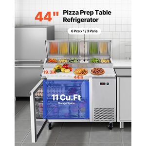 Attrezzatura di Refrigerazione per Cucine Commerciali, Tavolo Refrigerato per Preparazione Pizza da 44 Pollici con Piano Ultra-Largo da 20 Pollici - Product Image 2