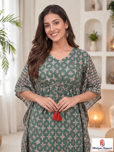 Women Printed <b>Kaftan</b> Dress Loose Fit Soft Fabric Beach Wear <b>Summer</b> Cover Up Resort Island Vacation Wholesale Supply - Product Image 4
