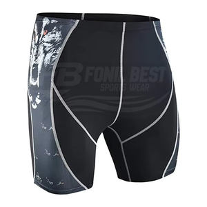 Pantalones Cortos Deportivos de Compresión Personalizados al por Mayor, de Malla Sólida de Poliéster Transpirable y Ecológico, con Cierre de Cordón Ajustable, 220g - Product Image 6