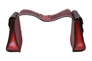 Bolsa de Cuero Rojo Hecha a Mano para Montura de Caballo con Tachuelas y Grabado Floral, Bolsa de Almacenamiento para Pomel de Caballo - Product Image 3