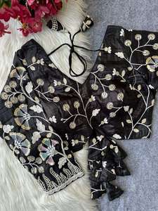 Blouse en soie prête à porter, entièrement brodée, avec de magnifiques motifs fantaisie et des perles, de style créateur. - Product Image 2