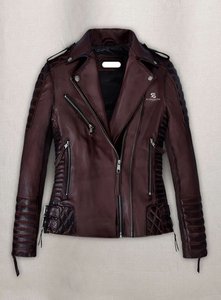 Chaqueta de Moto de Cuero Genuino para Mujer, Acolchada, con Forro de Seda, Cierre Completo, Estilo Motero, Ropa Exterior 2026 - Product Image 6