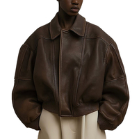 Veste en cuir légère pour homme BASRA SPORTS, coupe ajustée, décontractée, pour l'hiver, avec fermeture éclair, garnissage en polyester, aspect vieilli