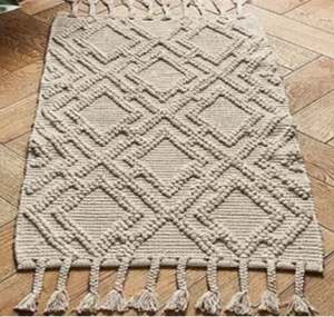 Tapis mi-hauteur réversible en jute tressé, motif floral, antidérapant, adapté aux animaux, écologique, résistant aux plis, anti-fatigue - Product Image 1