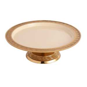 Perfect Centre piece Classic Metal Cake <b>Stand</b> with Greek Key Pattern Silver Base and Black Tray for Decoration - Product Image 2