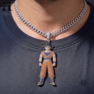 Collar con Colgante de Guerrero Anime Personalizado, Estilo Hip Hop, con Incrustaciones de Diamantes, para Hombre - Product Image 4