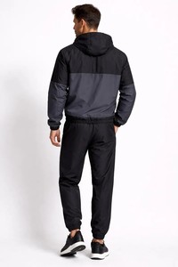 Conjunto Deportivo Unisex con Capucha, Color Negro, Ecológico, Ligero, con Cierre Completo, Diseño Color Block, para Otoño, Corte Regular, Color Sólido - Product Image 2
