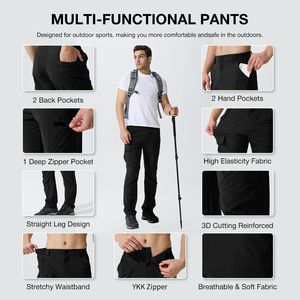 Pantaloni Cargo da Uomo Leggeri, ad Asciugatura Rapida, Impermeabili, con 6 Tasche, Elasticizzati, per Lavoro, Pesca, Viaggi, Escursionismo e Attività all'Aperto - Product Image 4