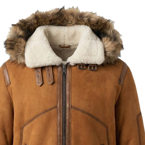 Men's Premium Leather Shearling <b>Jacket</b> Genuine Sheepskin Fur <b>Lined</b> Winter Aviator Coat Durable Warm Elegant Style Wear - Product Image 3