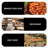 Vitrines de présentation de viande et d'aliments cuits à refroidissement direct en verre incurvé pour boucheries