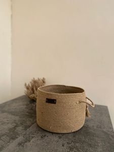 Modern Plant Fiber <b>Storage</b> <b>Baskets</b> With Handles Oval Shape Multi Purpose Neatening Containers Set - Product Image 6