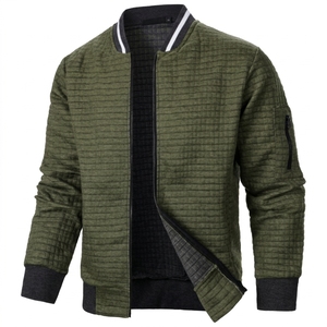 Chaqueta Casual Apex Crest Apparel Personalizada para Hombre, de Lona de Color Sólido, con Forro Polar Otoñal, Ecológica, Resistente al Viento, con Cierre y Cuello Henry - Product Image 4