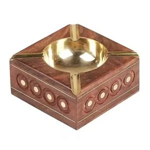 Polished round Wood <b>Ashtray</b> Economical Cigar Plate for Smoking Exclusive - Product Image 3