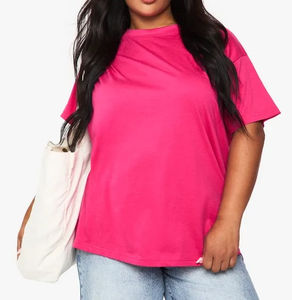 T-shirts pour femmes, design tendance, uni, oversize, personnalisable, nouvelle mode, couleur rose, doux, confortables et idéals pour tous les jours - Product Image 4