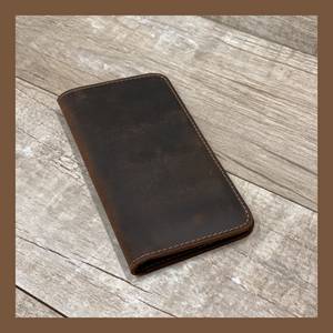Portefeuille pour chéquier en cuir véritable vert avec emplacements pour cartes et porte-stylo, design minimaliste pliable, unisexe, longueur courte, LCR-0109 - Product Image 4