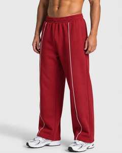 OEM <b>Men's</b> Custom Contrast <b>Line</b> Oversized <b>Jogger</b> Premium Quality Cotton <b>Fleece</b> Trouser Wide Leg <b>Men's</b> Back Pocket Sweatpants OEM - Product Image 1