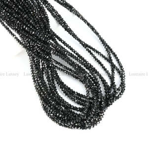 Perles Rondelles Facettées à la Main en Diamant Noir Naturel, 2mm-2.7mm, 15 Pouces, Micro-Coupées pour la Fabrication de Bijoux - Product Image 1