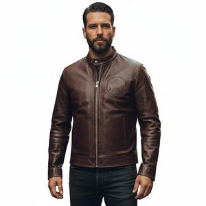 Blouson en cuir et toile tendance 2026 pour hommes – Vente en gros, cuir véritable de haute qualité, fermeture éclair, logo embossé, matelassé pour l'hiver - Product Image 1