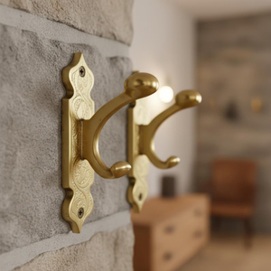 Antique Brass Unique Shape Wall <b>Hooks</b> Wall Mounted Coat Clothes Hat Towel Hanger Decorative Heavy Duty Vintage Style <b>Rails</b> - Product Image 2
