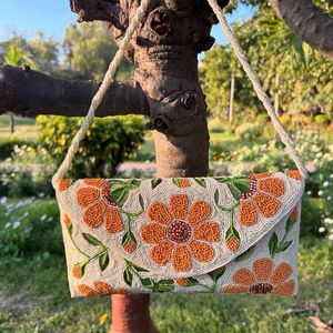 Beaded Abstract Art Clutch Handmade Flap Closure Evening Party Bag - Product Image 3