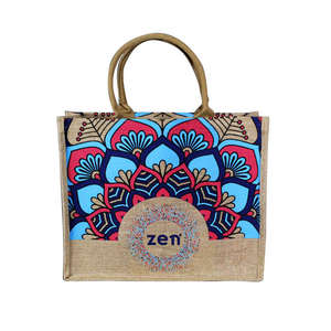 Sac fourre-tout en jute vert avec logo personnalisé, sac de shopping en fibre naturelle écologique pour la promotion d'entreprise - Product Image 6