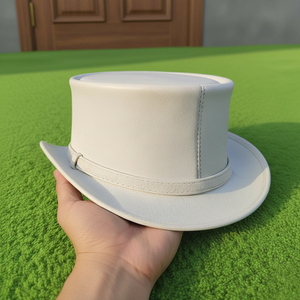หมวกหนังสีขาวทรงสูงสำหรับทุกเพศ สไตล์สตีมพังก์ สำหรับคอสเพลย์ งานแต่งงาน หรืองานพิธีการ - Product Image 4