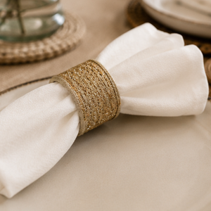 Ensemble de serviettes de table en fer et jute de luxe avec cristaux |   Porte-serviettes décoratifs pour table, décoration de table de mariage, réutilisables, hôtel, restaurant - Product Image 3